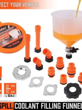15 Piece No Spill Funnel Kit, For Coolant & Oil Filling etc.