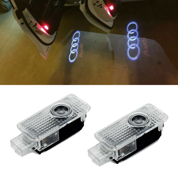 2X CREE LED Projector Car Door Lights Shadow Puddle Courtesy LOGO Lamp For AUDI