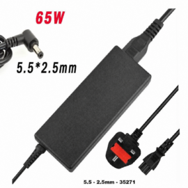 Power adapter charger for Panasonic systems with UK mains plug and right-angle connector